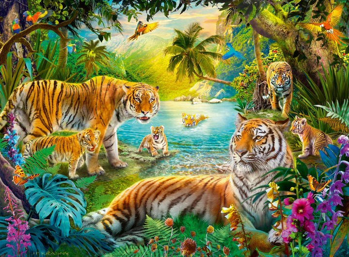 Пазл Ravensburger Сім'я тигрів 500 елементів 12001384 (4005555013846) - зображення 2