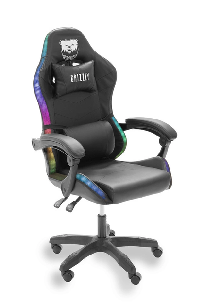 Геймерское кресло Grizzly с RGB LED подсветкой (12 режимов), Черное - изображение 3