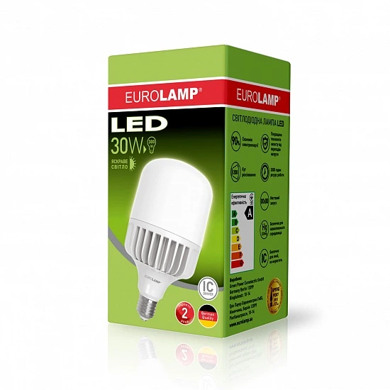 Лампа світлодіодна EUROLAMP надпотужна 30W E27 4000K (LED-HP-30274) - зображення 3