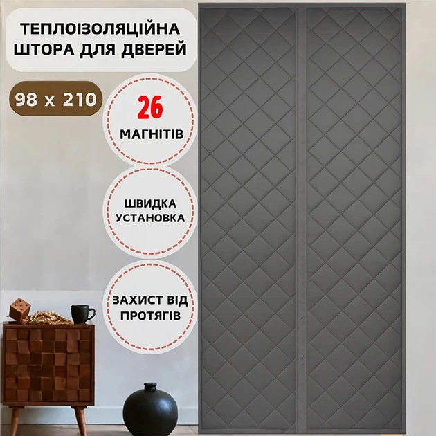 Теплоизоляционные шторы для входных дверей на магнитах 100 х 210 см - изображение 2