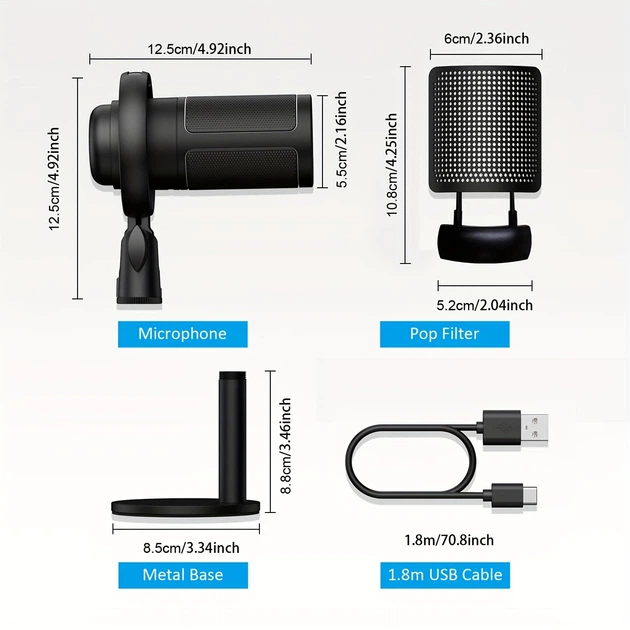 Игровой USB-микрофон ZealSound ME6S RGB, шумоподавление и кристальный звук Black (COPY) - изображение 4
