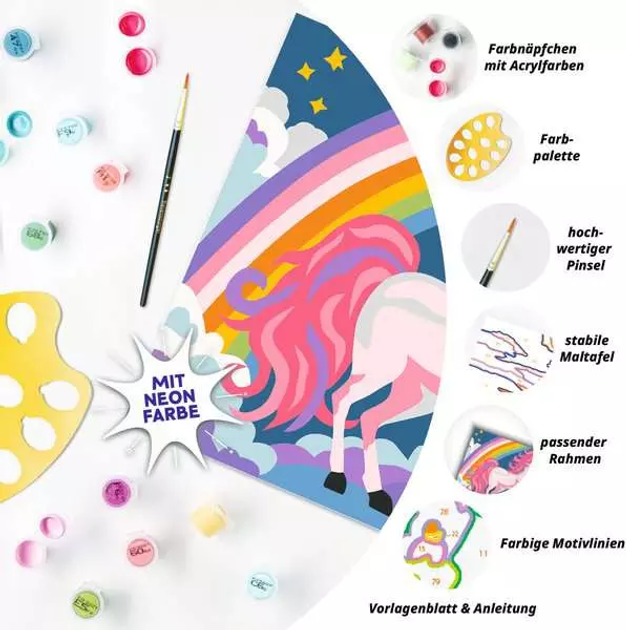 Malowanie po numerach Ravensburger Creart dla dzieci: Różowy Neon - Jednorożec (4005556239771) - obraz 4