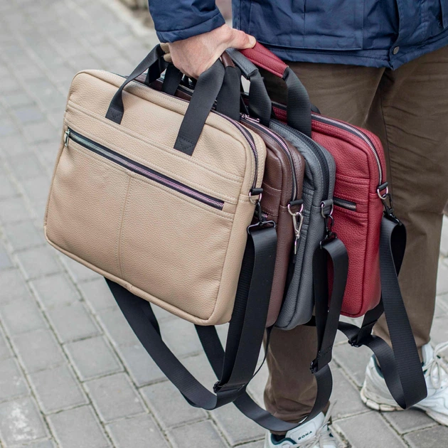 Деловая сумка для ноутбука до 15.6" Capitalist STR Gray унисекс, серая, из фактурной экокожи, 5 отделений - изображение 13