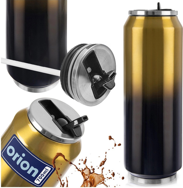 Kubek termiczny puszka Orion Złoty Czarny 700 ml (8592381215187) - obraz 6