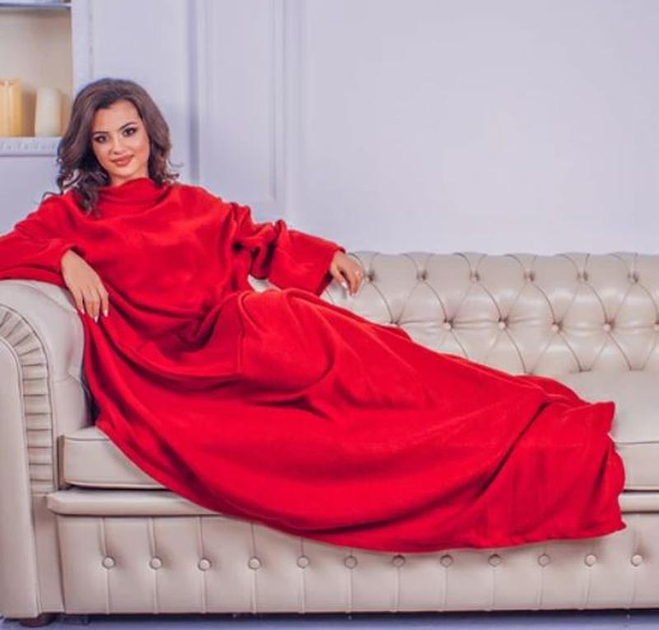 Плед с рукавами Snuggie Флисовый 160х130 см Красный (5024695) - изображение 5
