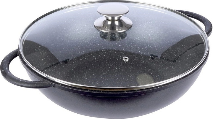 Patelnia Wok Orion Grande granitowa ze szklaną pokrywką 32 cm (8592381153151) - obraz 3