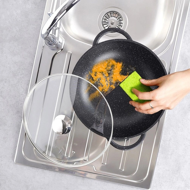Patelnia Wok Orion Grande granitowa ze szklaną pokrywką 32 cm (8592381153151) - obraz 5