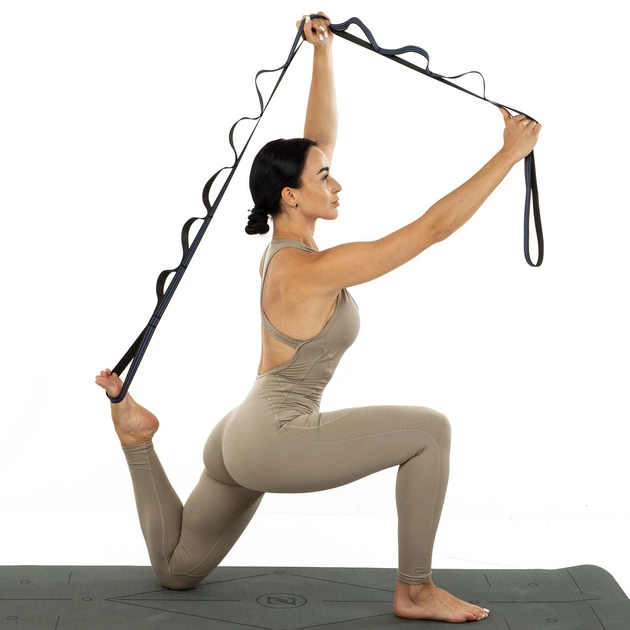 Стрічка стропа з петлями для розтяжки Stretch Strap Jianpeile (12 петель, поліестер, розмір 200х2см, чорний-синій) (JPL-3092) - Фото 5 Стрічка стропа з петлями для розтяжки Stretch Strap Jianpeile (12 петель, поліестер, розмір 200х2см, чорний-синій) (JPL-3092) - изображение 5