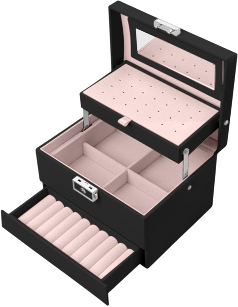 Скринька для біжутерії Massido MS-704 чорна 17.5 x 13.7 x 12.3 см (5903890610678) - зображення 1