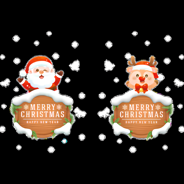 Новогодние Наклейки На Окна Merry Christmas Санта И Олень - Фото 1 Новогодние Наклейки На Окна Merry Christmas Санта И Олень - изображение 1