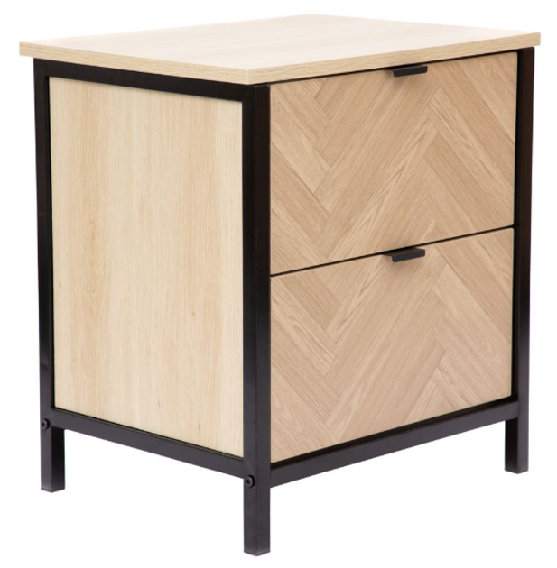Szafka nocna HOMLA 879116 SWEN 45 x 35 x 50 cm naturalna z metalowymi nogami (5904183879116) - obraz 1
