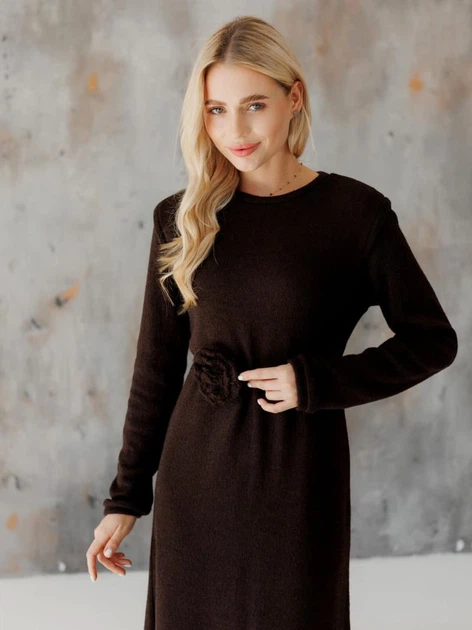 Платье длинное вязаное осеннее женское ARTKNIT Николь М Коричневое (2251948306015) - изображение 5
