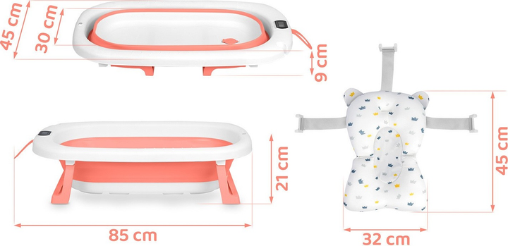 Wanienka składana Ricokids RK-287 z termometrem i wkładką Biało-różowa (5903890629205) - obraz 4