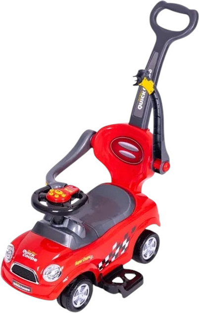 Jeździk pchacz autko Multistore skretne kola, raczka, dzwieki Czerwny 321-RED (5903769978779) - obraz 4