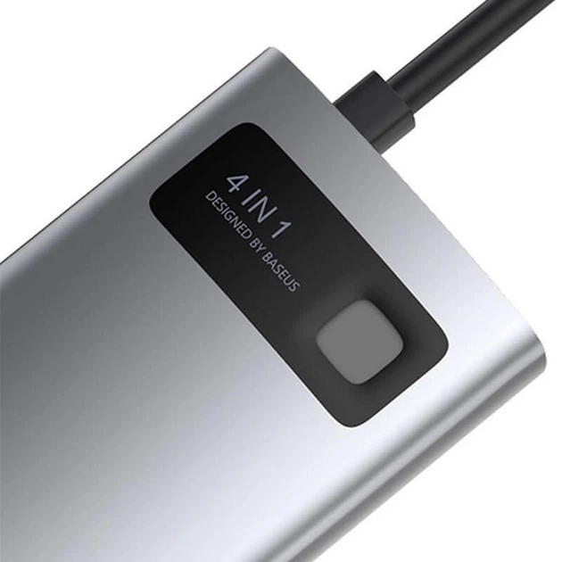 USB-хаб Baseus Type-C Hub 4-в-1 CAHUB-CY0G быстрая зарядка PD100 Вт + HDMI 4K 30 Гц + USB 2.0 + USB 3.0 (33490_PD100) - Фото 4 USB-хаб Baseus Type-C Hub 4-в-1 CAHUB-CY0G быстрая зарядка PD100 Вт + HDMI 4K 30 Гц + USB 2.0 + USB 3.0 (33490_PD100) - изображение 4
