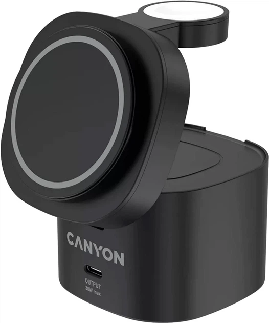 Бездротова зарядна підставка Canyon OnCharge 405 Black 4-в-1 (CNS-WCS405B) - зображення 2