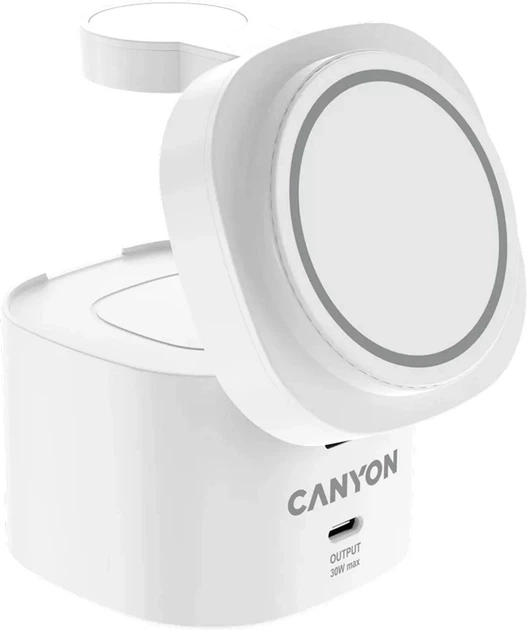Бездротова зарядна підставка Canyon OnCharge 405 White 4-в-1 (CNS-WCS405W) - зображення 3