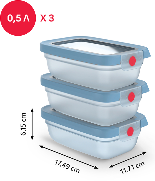 Набор контейнеров Tefal oneClick 500 мл х 3 шт (N1230510) - изображение 2