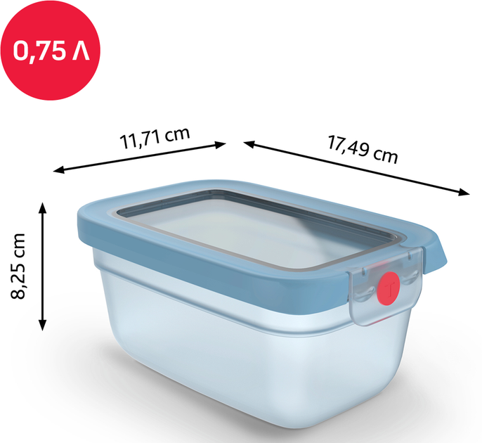 Контейнер прямоугольный Tefal oneClick 0.75 л (N1210410) - Фото 2 Контейнер прямоугольный Tefal oneClick 0.75 л (N1210410) - изображение 2