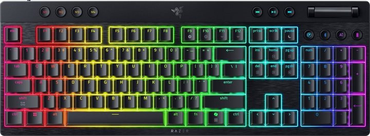 Klawiatura bezprzewodowa Razer BlackWidow V4 Low-Profile HyperSpeed Green Switch Wireless/Bluetooth/USB Black (RZ03-05270100-R3M1) - obraz 1