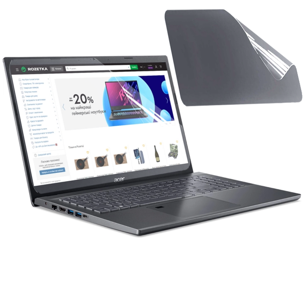 Противоударная гидрогелевая пленка Hydrogel Film для Acer Aspire 5, Transparent - Фото 1 Противоударная гидрогелевая пленка Hydrogel Film для Acer Aspire 5, Transparent - изображение 1