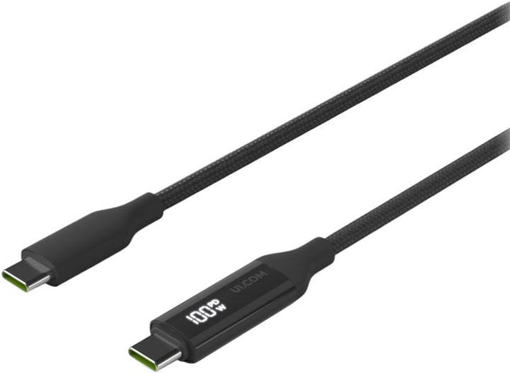 Kabel Ubiquiti USB-C with Charge Display 0.3 m Black (UACC-CABLE-USB-100W-0.3M-BK) - obraz 3
