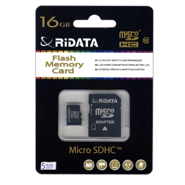 Карта памяти RiDATA microSDHC 16GB Class 10+ SD адаптер - изображение 2