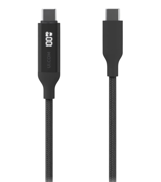 Kabel Ubiquiti USB-C with Charge Display 1 m Black (UACC-CABLE-USB-100W-1M-BK) - obraz 2