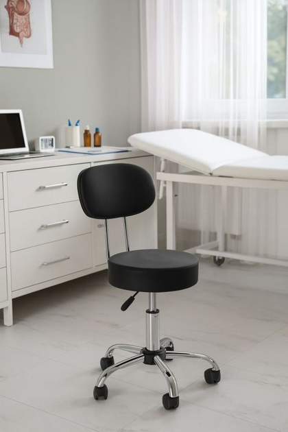 Stołek obrotowy medyczny ModernHome by Multistore BC009-BC z oparciem regulowany Czarny (5905817007516) - obraz 10