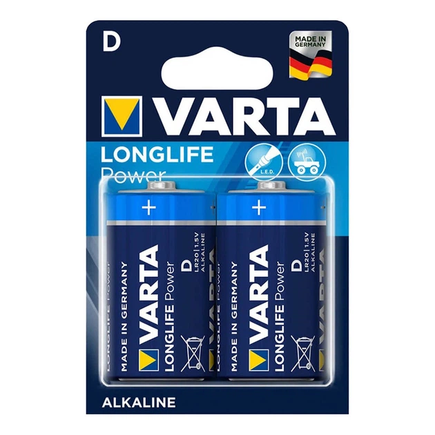 Батарейка Varta Longlife Power High Energy D LR20 1.5V Alkaline Blue - Фото 2 Батарейка Varta Longlife Power High Energy D LR20 1.5V Alkaline Blue - изображение 2