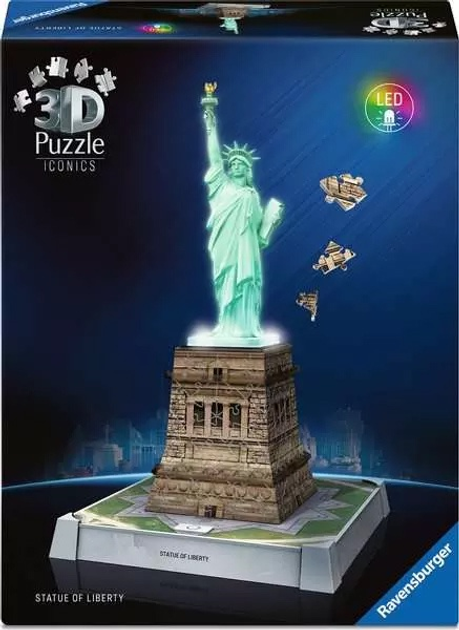 Puzzle 3D Ravensburger Iconics Statua Wolności 108 elementów 12008027 (4005555080275) - obraz 1