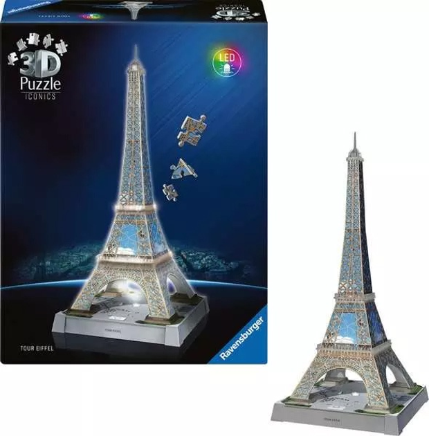 Puzzle 3D Ravensburger Iconics Wieża Eiffla 216 elementów 12008024 (4005555080244) - obraz 3