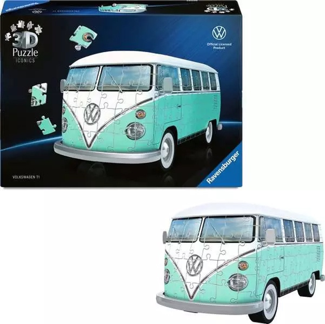 Пазл 3D Ravensburger Iconics Volkswagen T1 185 елементів 12008035 (4005555080350) - зображення 3