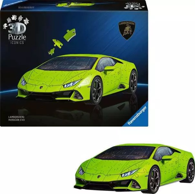 Пазл 3D Ravensburger Iconics Lamborghini Huracan EVO Green 108 елементів (4005555080374) - зображення 3