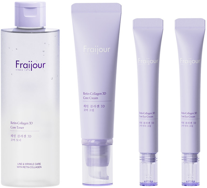 Набір для догляду за обличчям Fraijour Retin-Collagen 3D Core Тонер 250 мл + Крем 50 мл + Крем для шкіри навколо очей 2 x 15 мл (8802929008363) - зображення 1