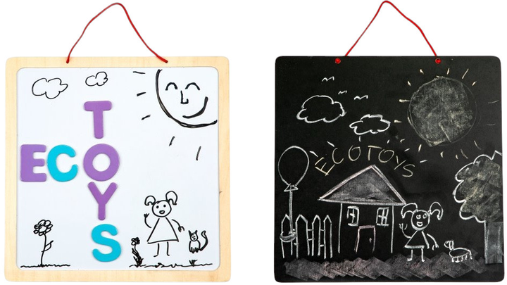 Tablica edukacyjna EcoToys 3w1 magnetyczna, kredowa, literki (5903089069805) - obraz 2