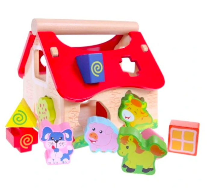 Дерев'яний сортер EcoToys із кубиками Ферма (5905817000241) - зображення 1