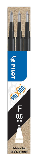 Набір стрижнів для ручок Pilot FriXion Ball & Ball Clicker F 0.5 mm Black 3 шт (ZES4902505422836) - зображення 1