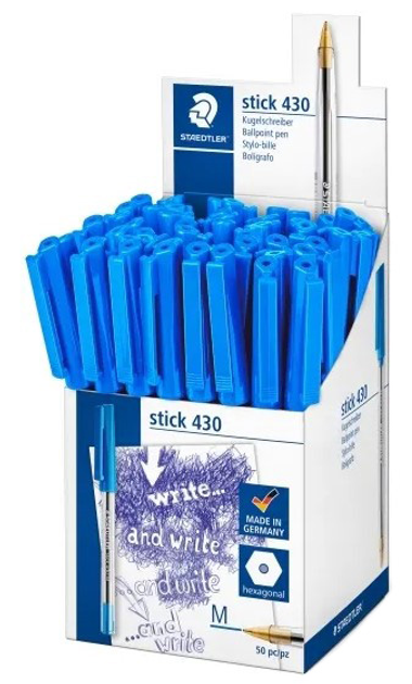 Zestaw długopisów Staedtler Cup Ballpoint Pen Stick 430 M 50 szt Niebieski (ZES4007817407387) - obraz 1