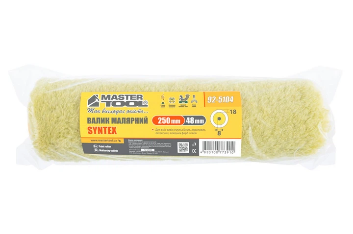 Валик синтекс Mastertool 8 х 48 х 250 мм поліакриловий на тканинній основі для водорозчинних - изображение 3