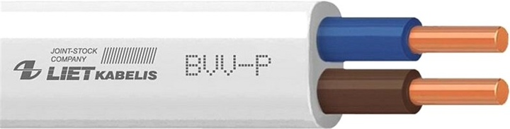 Kabel Lietkabelis BVV-P 2 x 1.5 50 m Biały (4779016540669) - obraz 1