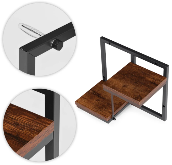 Kwietnik ścienny ModernHome by Multistore ME-ATS04 dwupoziomowe półki wiszące ozdoby Loft (5905817007608) - obraz 6