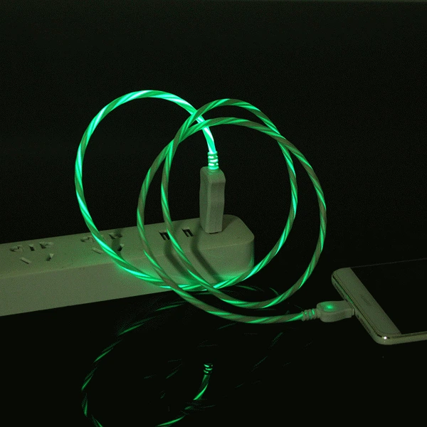 Кабель USB Lightning (iPhone, iPad) с неоновой подсветкой 2А, 1м - зеленый - Фото 7 Кабель USB Lightning (iPhone, iPad) с неоновой подсветкой 2А, 1м - зеленый - изображение 7
