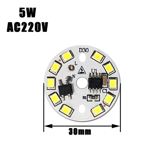 LED-модуль світлодіодний 5Вт, 30мм AC220В плата для ремонту ламп 5Вт, теплий білий - зображення 5