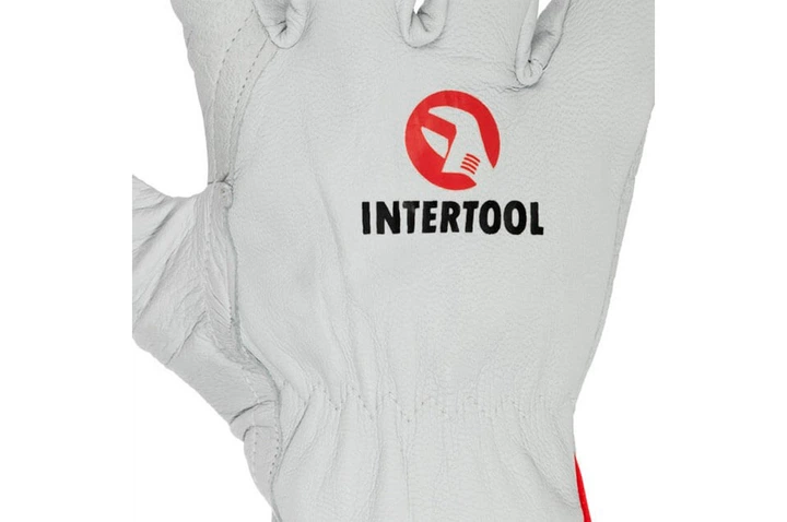 Рукавички захисні Intertool із натуральної овечої шкіри 10" білого кольору з еластичною манжетою - зображення 3