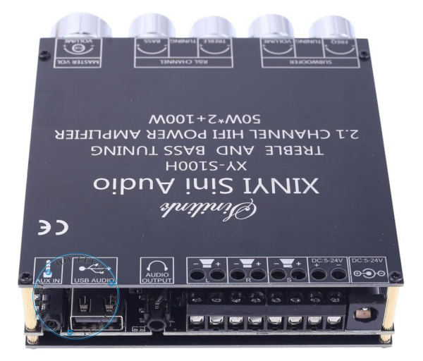 Усилитель звука 2.1 канал Sinilink XY-S100H 50Вт*2 плюс 100 Ватт выход на сабвуфер D-класс на базе TPA3116D2 - Цвет Чёрный - Фото 4 Усилитель звука 2.1 канал Sinilink XY-S100H 50Вт*2 плюс 100 Ватт выход на сабвуфер D-класс на базе TPA3116D2 - Цвет Чёрный - изображение 4