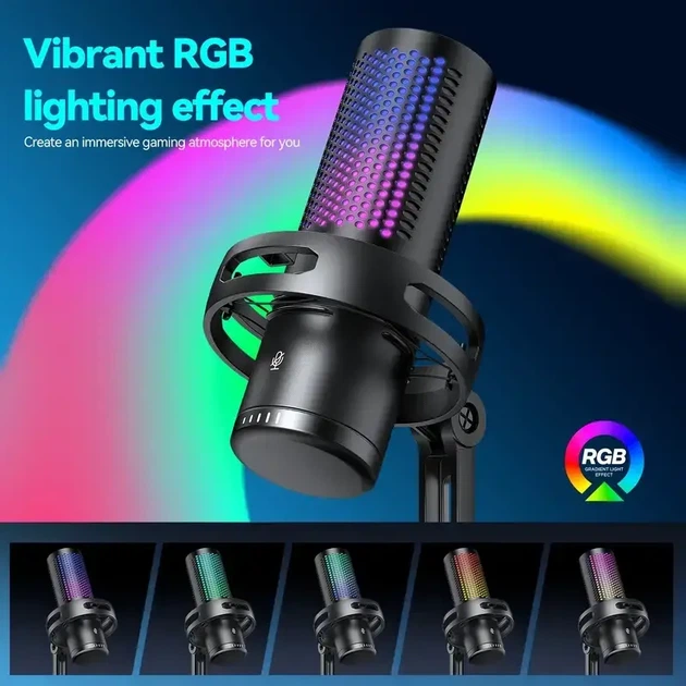 Микрофон Yanmai GM7 RGB игровой USB Type-C — кардиоидный, с подсветкой, регулятором громкости и mute - изображение 9