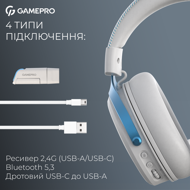 Навушники GamePro Asgard Freya Pro Wireless 7.1 (HSW201WB) 4-Mode - изображение 8