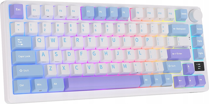 Клавіатура бездротова RK ROYAL KLUDGE M75 RGB K Silver Switch Taro Milk (RK-M75-TAROMLK-KSLVSW-US) - зображення 2