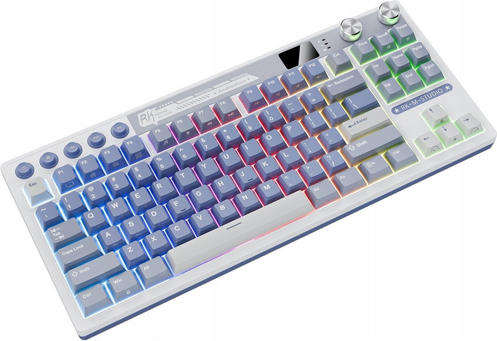 Klawiatura bezprzewodowa RK ROYAL KLUDGE M87 RGB Beige Switch Ocean Blue (RK-M87-OCBLU-BEGSW-US) - obraz 4